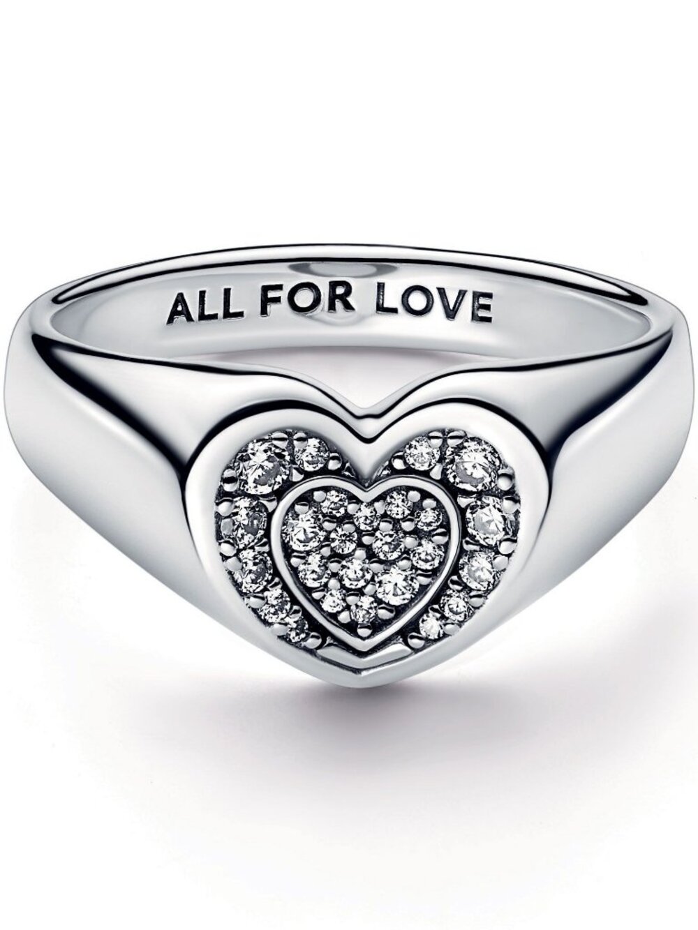 Silver Silver Heart Signet Ring Sz 6.75